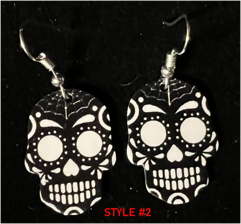 Large Acrylic SUGAR SKULL Earrings - 6 colors