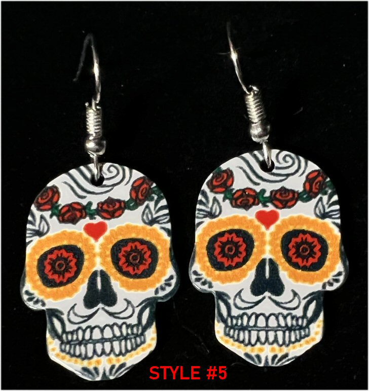 Large Acrylic SUGAR SKULL Earrings - 6 colors