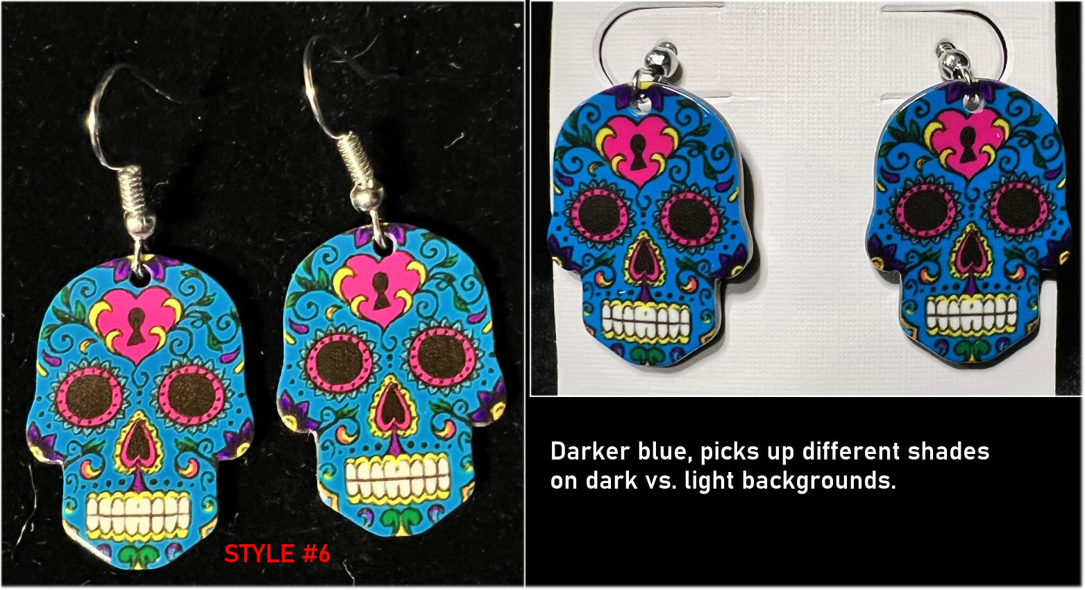 Large Acrylic SUGAR SKULL Earrings - 6 colors