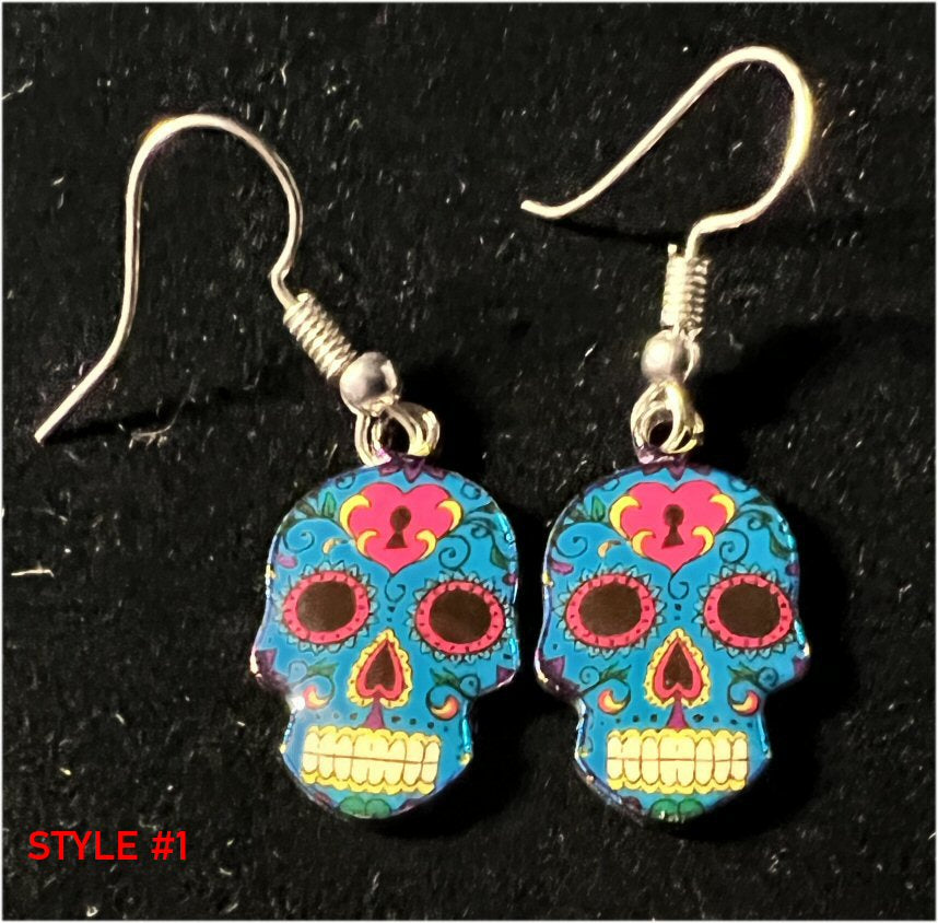 Small Acrylic SUGAR SKULL Earrings - 6 colors