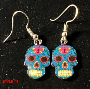 Small Acrylic SUGAR SKULL Earrings - 6 colors