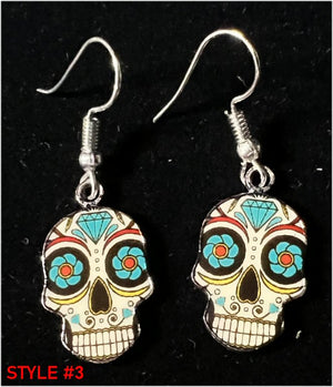 Small Acrylic SUGAR SKULL Earrings - 6 colors