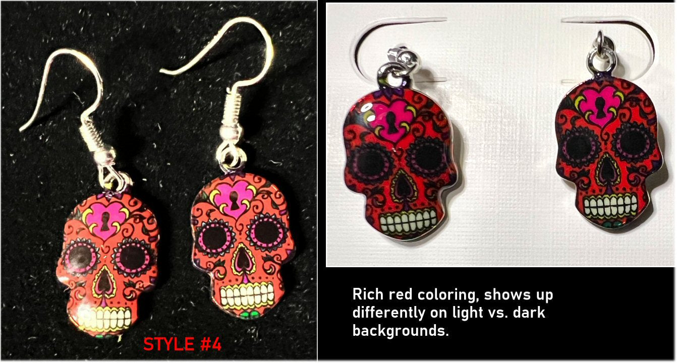 Small Acrylic SUGAR SKULL Earrings - 6 colors
