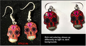 Small Acrylic SUGAR SKULL Earrings - 6 colors