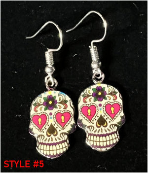 Small Acrylic SUGAR SKULL Earrings - 6 colors