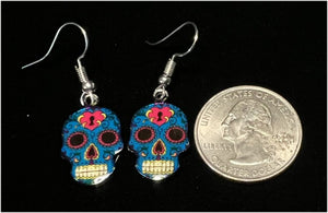 Small Acrylic SUGAR SKULL Earrings - 6 colors