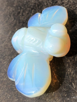 Carved Opalite DRAGONFLY Totem with Rainbow Colors