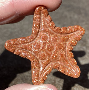 Carved Goldstone STARFISH Totem - Follow your own STAR