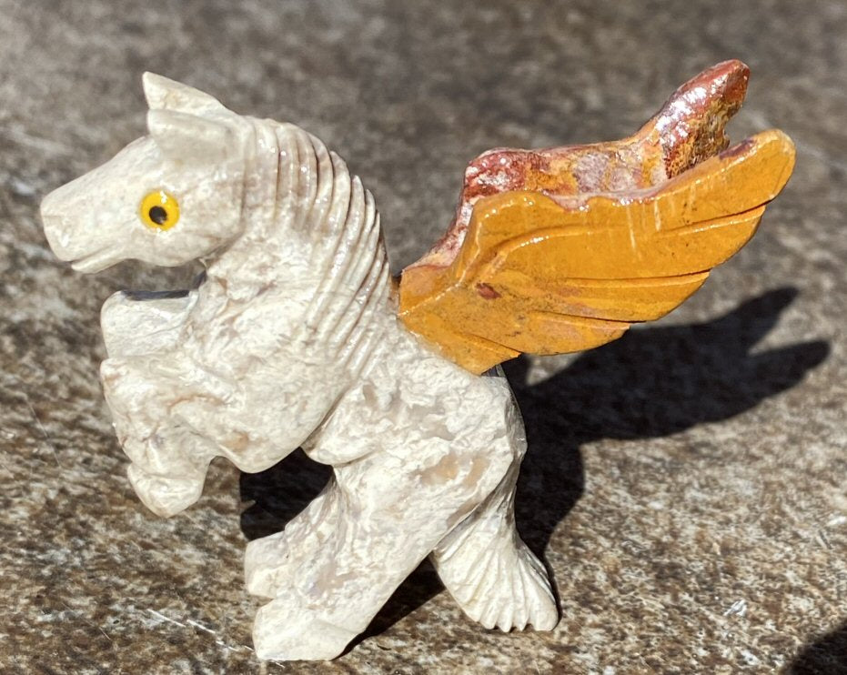 Carved Dolomite Pegasus Totem - Inspiration, Combat Anxiety