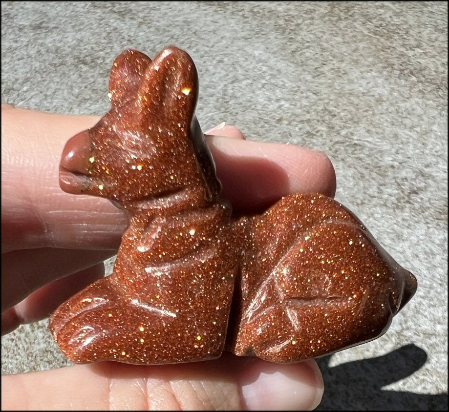 ~Sparkly!~ Carved Goldstone ANUBIS DOG Figure