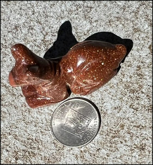 ~Sparkly!~ Carved Goldstone ANUBIS DOG Figure