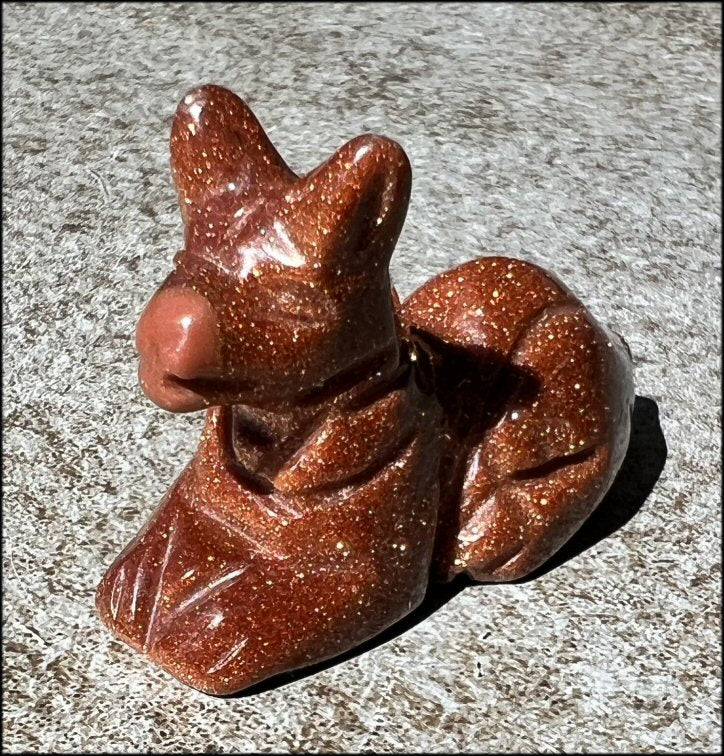 ~Sparkly!~ Carved Goldstone ANUBIS DOG Figure