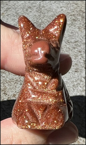 ~Sparkly!~ Carved Goldstone ANUBIS DOG Figure