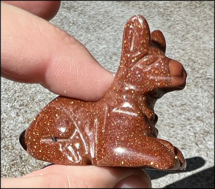 ~Sparkly!~ Carved Goldstone ANUBIS DOG Figure