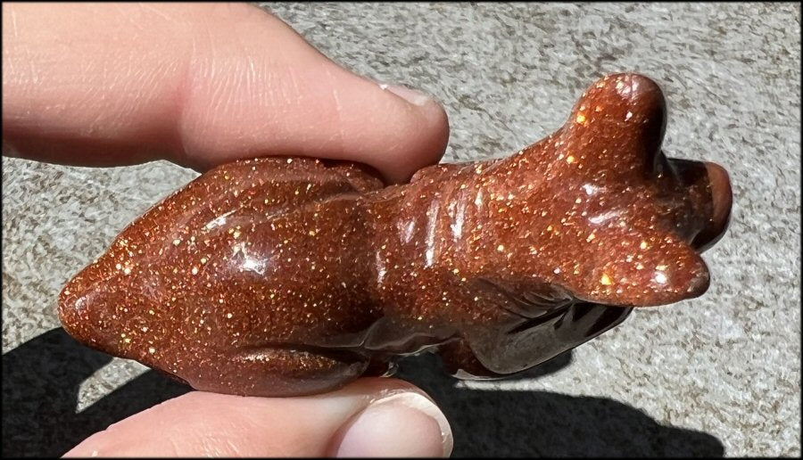 ~Sparkly!~ Carved Goldstone ANUBIS DOG Figure