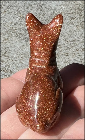 ~Sparkly!~ Carved Goldstone ANUBIS DOG Figure