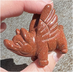 ~Sparkly~ Goldstone Winged / Flying PIG Totem - Protection, Prosperity