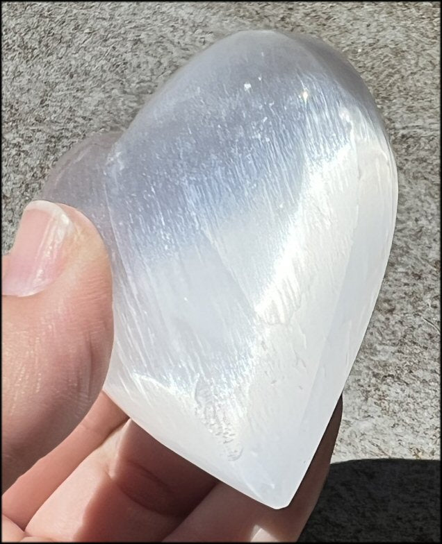White Satin Spar SELENITE Crystal Heart - Clarity, Remove energy blocks