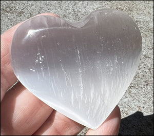 White Satin Spar SELENITE Crystal Heart - Clarity, Remove energy blocks