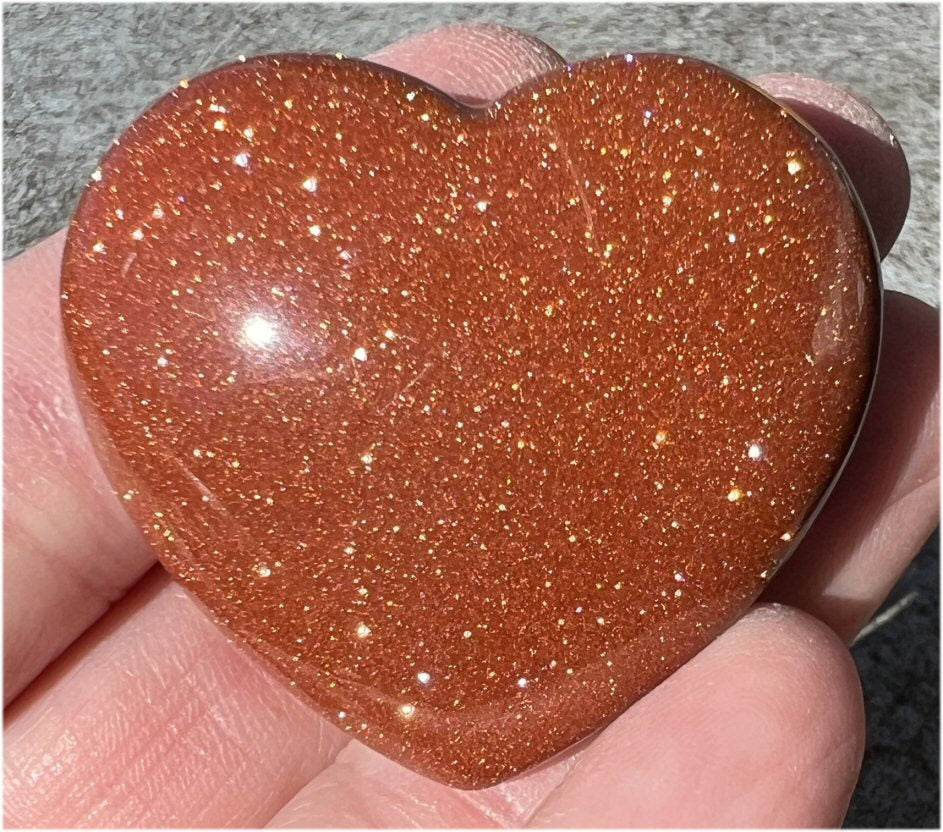 Goldstone Crystal HEART - Support Reiki work, Repel negativity