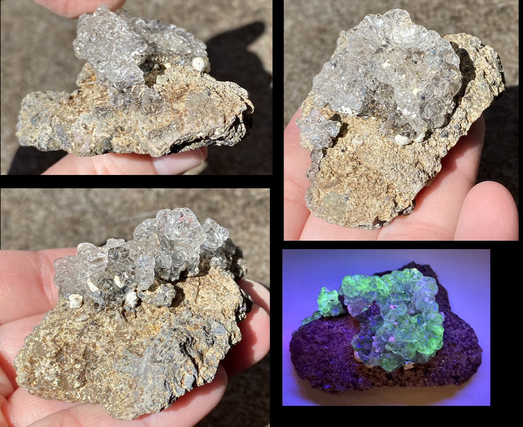 Fluorescent HYALITE OPAL Specimen from Czech Republic - AKA Water Opal