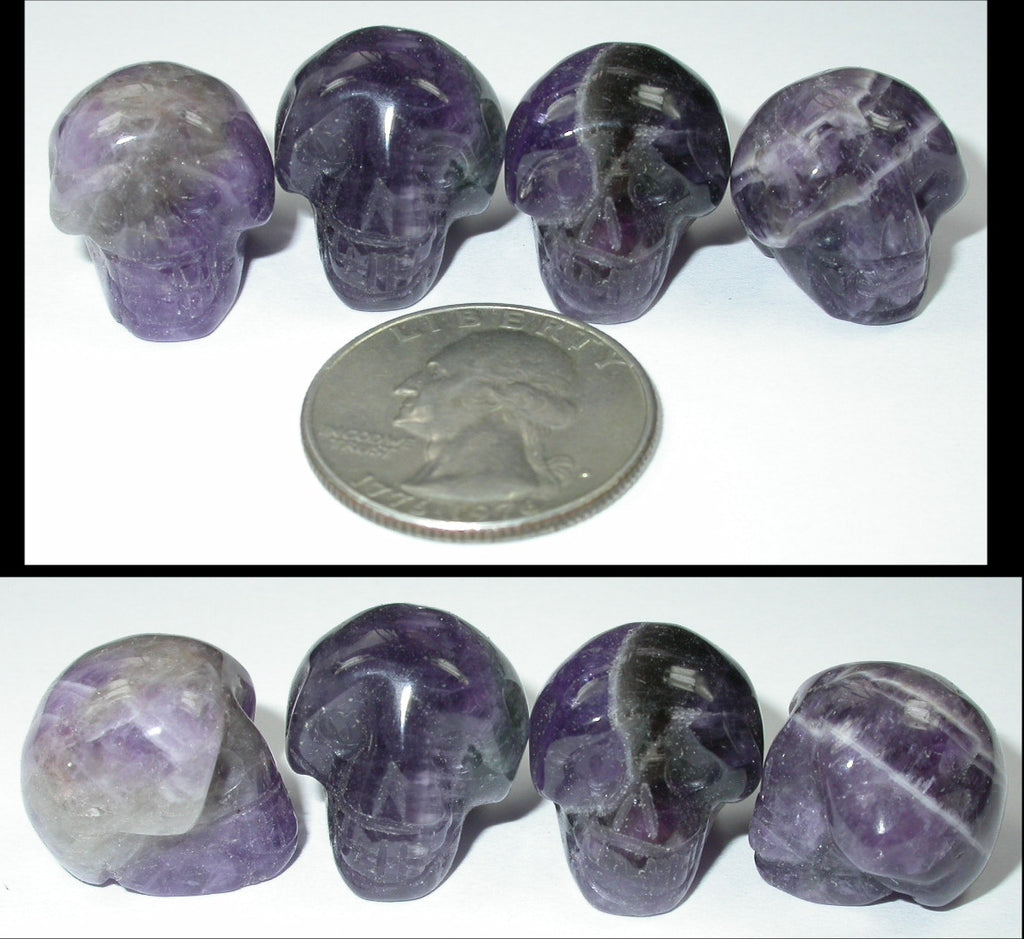 CHEVRON AMETHYST Pocket Sized Crystal Skull - Inner Journeying!