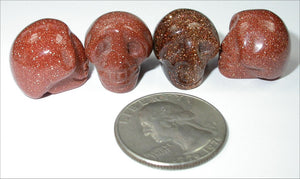 GOLDSTONE Pocket Sized Crystal Skull - Healing Work! Grounding!