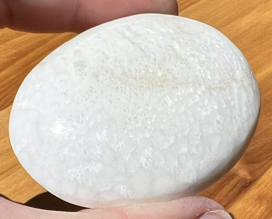 ~Shimmery~ Polished SCOLECITE Palm Stone - Clearing and Releasing