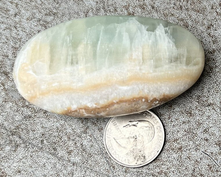 Blue-Green Caribbean Calcite Crystal Palm Stone - Divination, Reduce stress