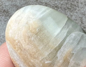 Blue-Green Caribbean Calcite Crystal Palm Stone - Divination, Reduce stress