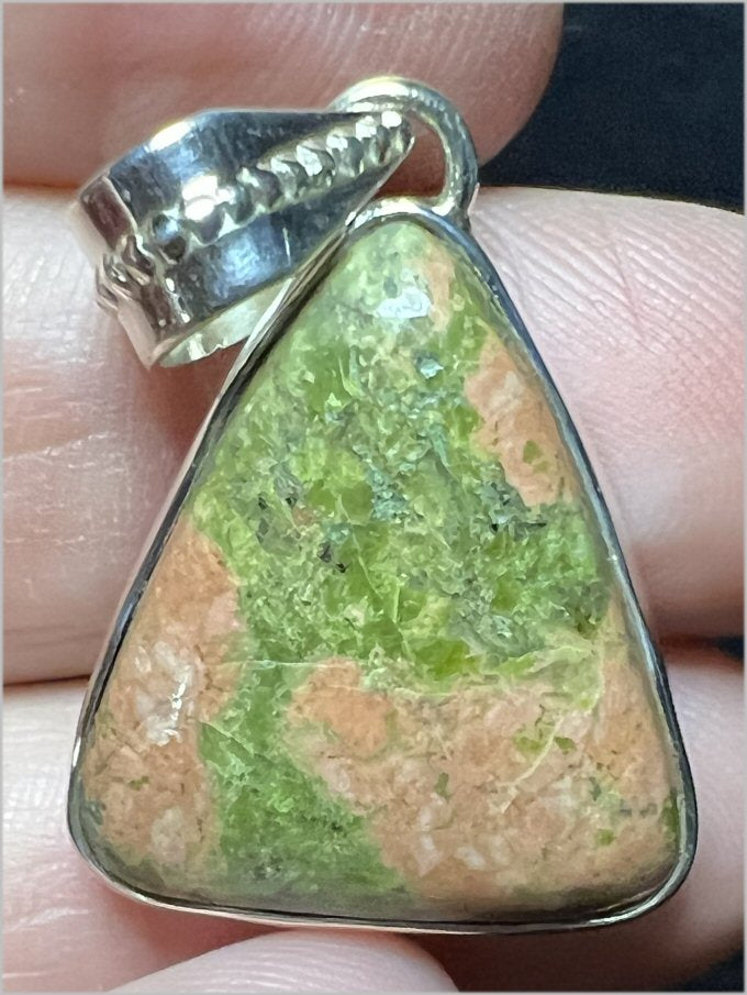 Sterling Silver UNAKITE Crystal Pendant - Connect with Animal Guides - with Synergy 9+ years