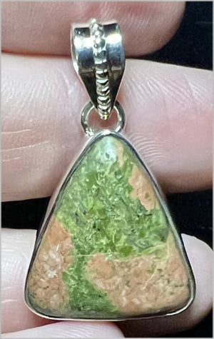 Sterling Silver UNAKITE Crystal Pendant - Connect with Animal Guides