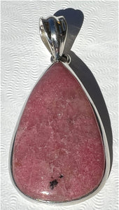 Sterling Silver RHODONITE Crystal Pendant - Heart Chakra, Self-Healing - with Synergy 9+ years