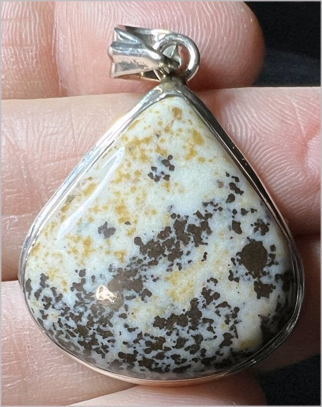 Sterling Silver DOLOMITE Crystal Pendant with Dendritic inclusions