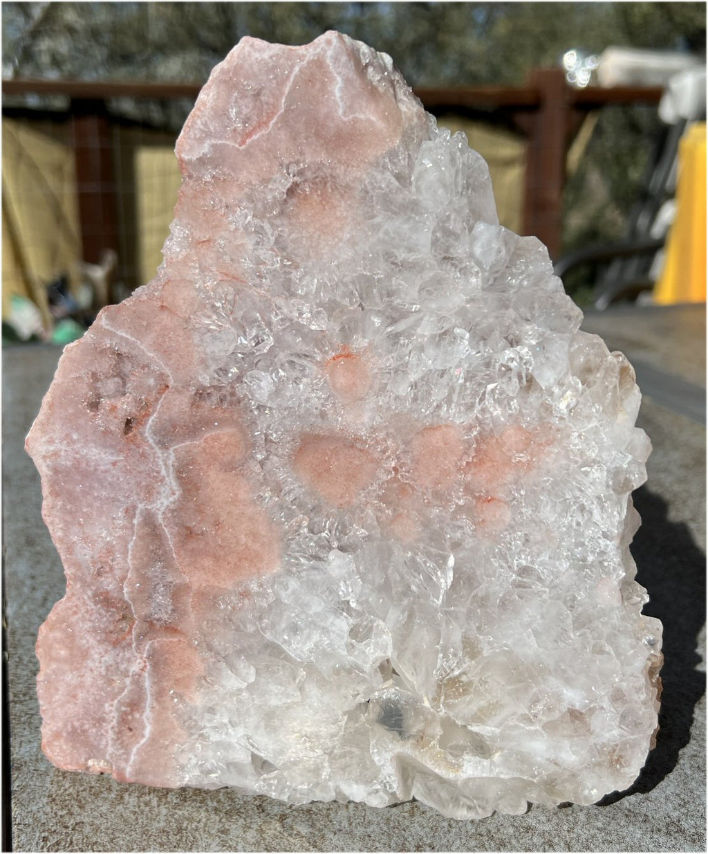 5lbs+ Pink Amethyst Standing Stone with Vugs, Lots of Sparkly Quartz Inclusions - Cleanse + Balance Emotions
