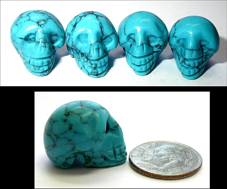 TURQUOISE HOWLITE Pocket Sized Crystal Skull - Creativity! Communication!