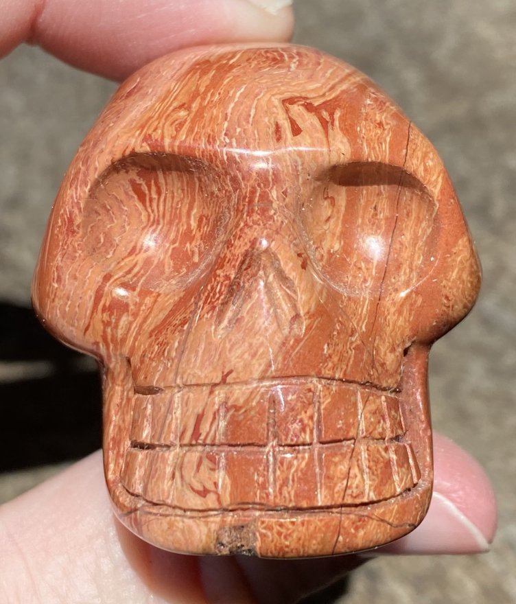 Red Spiral Jasper CRYSTAL SKULL w/ Groovy Psychedelic patterns