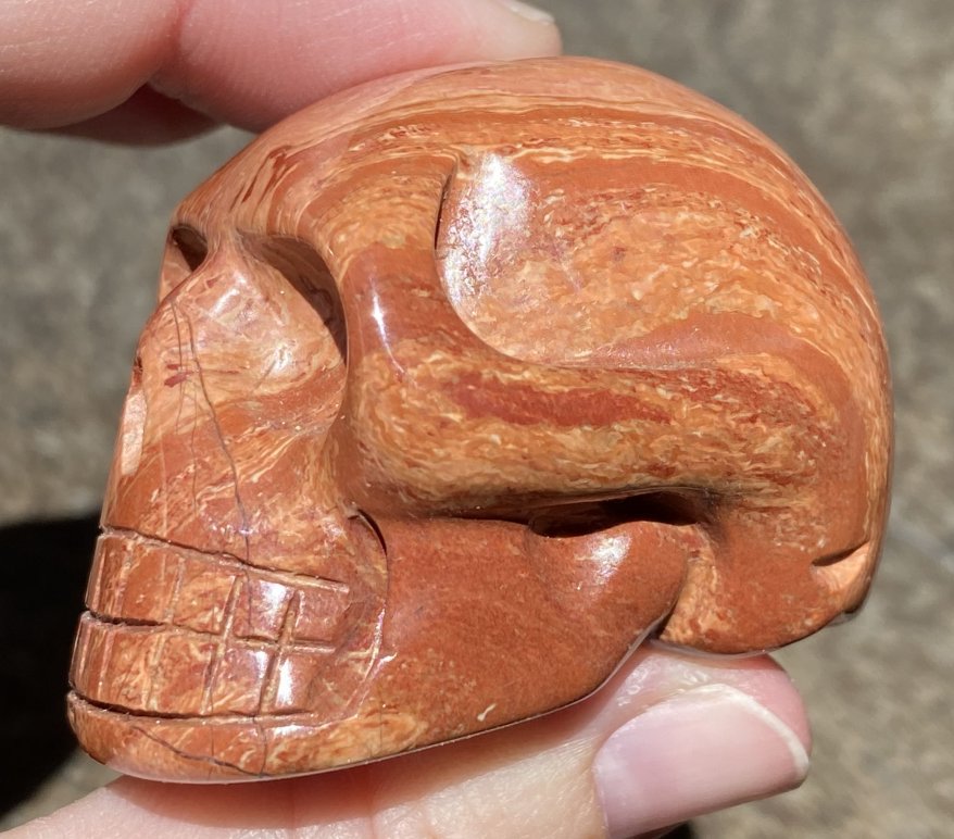 Red Spiral Jasper CRYSTAL SKULL w/ Groovy Psychedelic patterns