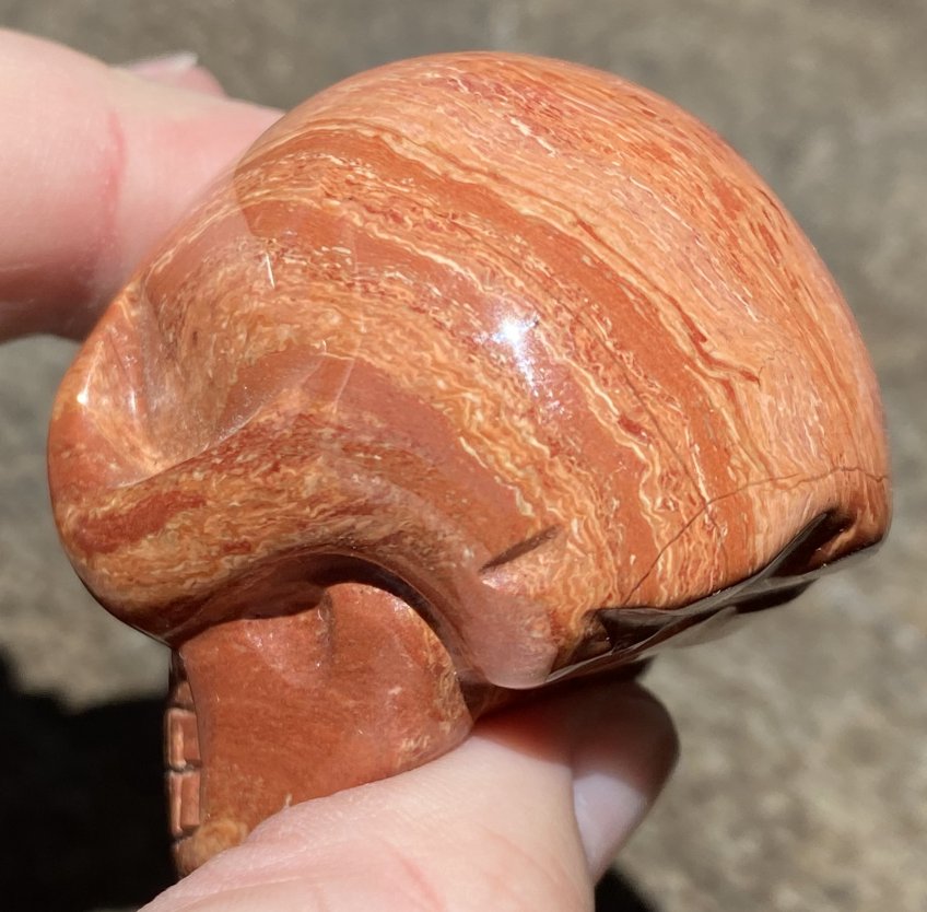 Red Spiral Jasper CRYSTAL SKULL w/ Groovy Psychedelic patterns