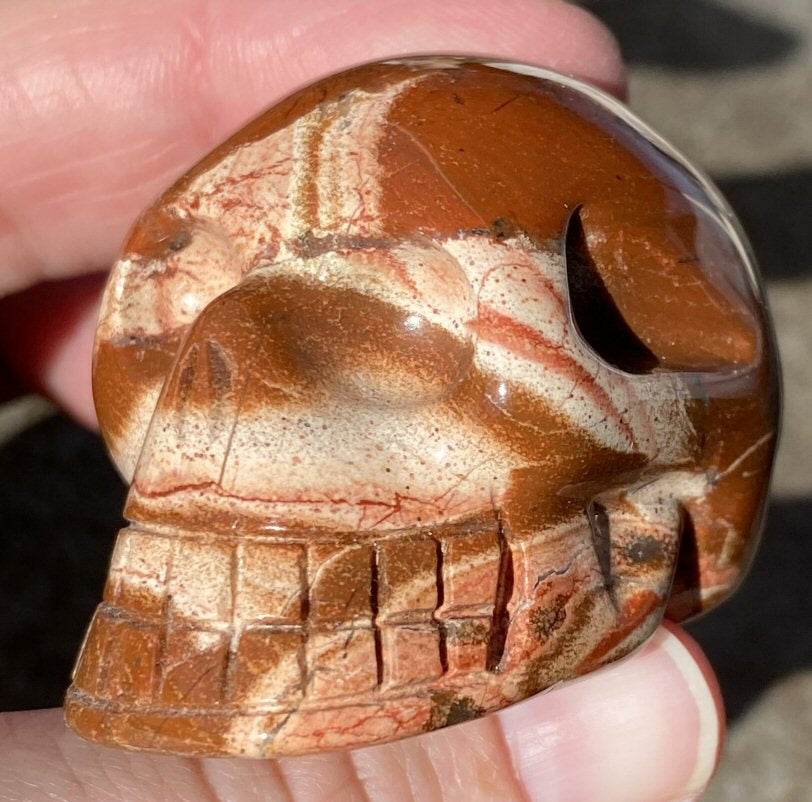 Red Silver Leaf Jasper CRYSTAL SKULL with Weird Quartz "Blossom" Formation