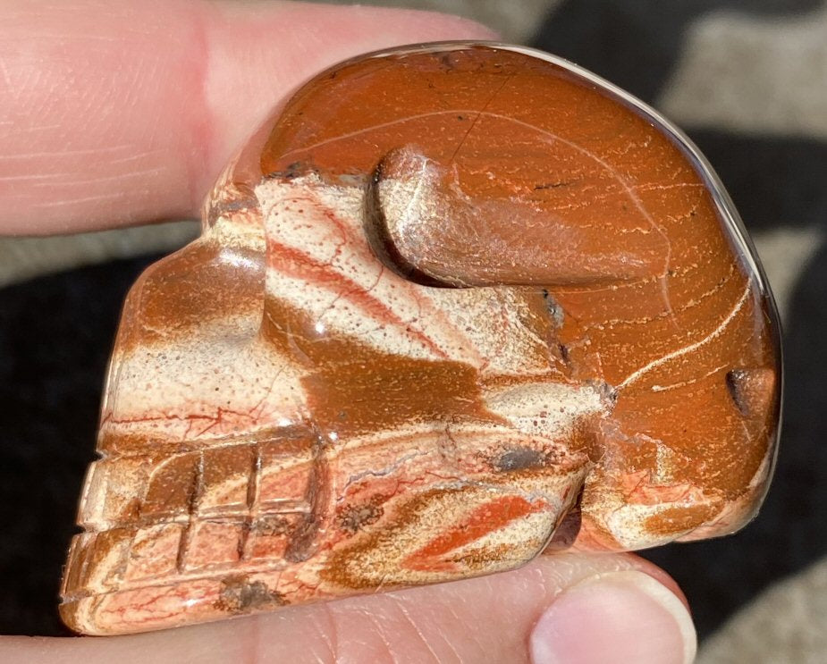 Red Silver Leaf Jasper CRYSTAL SKULL with Weird Quartz "Blossom" Formation