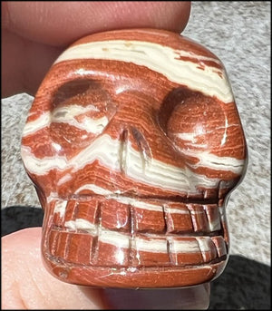 Red Spiral Jasper CRYSTAL SKULL with Fabulous AGATE veins - Vitality, Focus