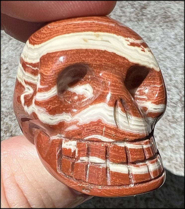 Red Spiral Jasper CRYSTAL SKULL with Fabulous AGATE veins - Vitality, Focus
