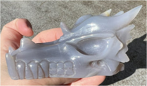 XL Agate DRAGON Crystal Skull - Vitality, Protection