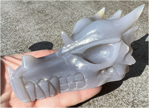 XL Agate DRAGON Crystal Skull - Vitality, Protection