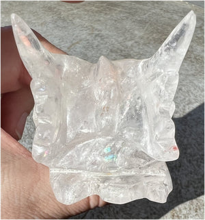 Quartz Dragon Crystal Skull with Hematite inclusions - Focus, Transformation