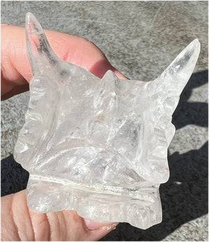 Quartz Dragon Crystal Skull with Hematite inclusions - Focus, Transformation