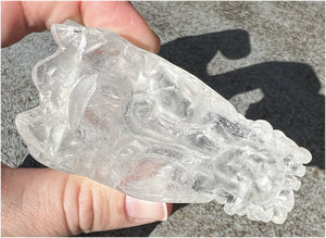 Quartz Dragon Crystal Skull with Hematite inclusions - Focus, Transformation