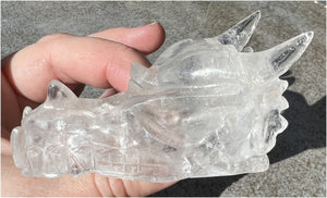 Quartz Dragon Crystal Skull with Hematite inclusions - Focus, Transformation