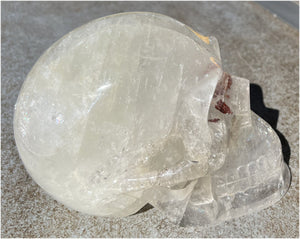 LifeSize Himalayan Quartz Crystal Skull with Multi-Colored Hematite, Lovely Rainbows